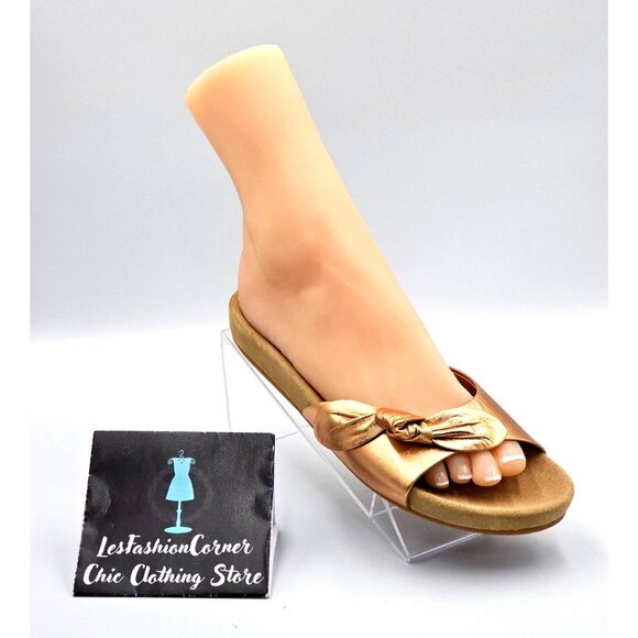 Jack Rogers Womens Metallic Bronze Leather Dorothy Knotted Bow Sandals Sz 8 2495 - Picture 14 of 16